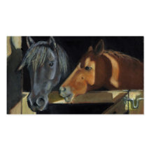 Dos caballos: Arte en colores pastel del aceite: N Plantillas De Tarjeta De Negocio