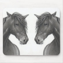 DOS CABALLOS EN LÁPIZ: ARTE DEL REALISMO ALFOMBRILLA DE RATON