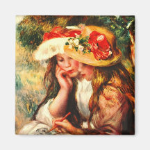 Dos chicas de lectura en un jardín de Pedro Renoir Imán Para Frigorífico