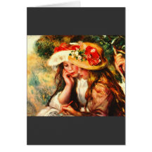 Dos chicas de lectura en un jardín de Pedro Renoir Felicitación