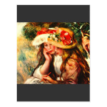 Dos chicas de lectura en un jardín de Pedro Renoir Postal