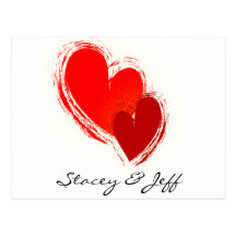Dos corazones en amor tarjeta postal