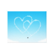 dos corazones en el cielo impresión en lona estirada
