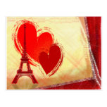 Dos corazones en París Tarjeta Postal