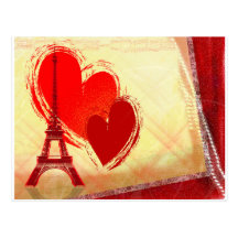 Dos corazones en París Tarjeta Postal