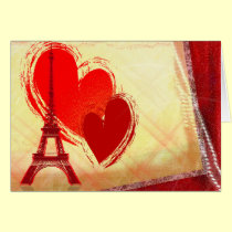 Dos corazones en París tarjetas