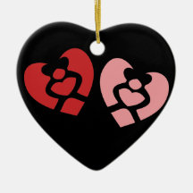 Dos corazones ornamento de navidad