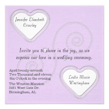 Dos corazones que casan la invitación