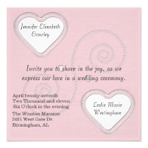 Dos corazones que casan la invitación