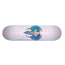 Dos dragones del Seahorse bosquejados en azul y pú Monopatín Personalizado