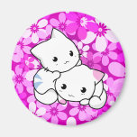 Dos gatitos en fondo rosado iman para frigorífico