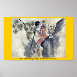 Dos hombres que caminan a lo largo de un paso de m poster