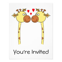 Dos jirafas con los corazones rojos del amor. Dibu Invitacion Personalizada