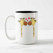 Dos jirafas con los corazones rojos del amor. Dibu Taza De Café