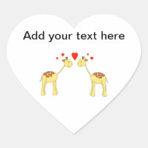 Dos jirafas que hacen frente con los corazones. Hi Colcomanias De Corazon Personalizadas