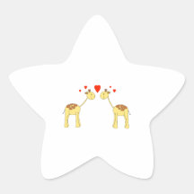 Dos jirafas que hacen frente con los corazones. Hi Calcomanía Forma De Estrella Personalizadas