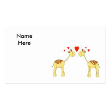 Dos jirafas que hacen frente con los corazones. Hi Tarjeta De Visita