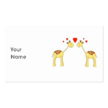 Dos jirafas que hacen frente con los corazones. Hi Tarjeta De Visita