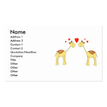 Dos jirafas que hacen frente con los corazones. Hi Tarjetas De Negocios