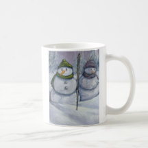 Dos muñecos de nieve taza de café