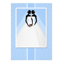 Dos novias en casarse de los vestidos nupciales invitaciones personales 
