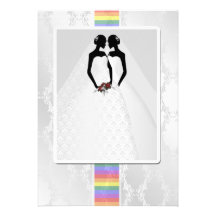 Dos novias en casarse de los vestidos nupciales invitaciones personalizada