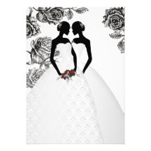 Dos novias en el boda elegante de los vestidos nup invitación