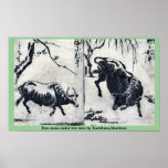 Dos oxens debajo de dos árboles por Tachibana, Mor Impresiones