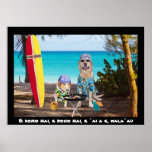 Dos perros de la persona que practica surf en la p posters