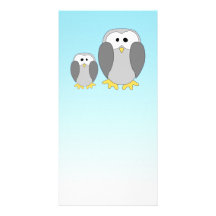 Dos pingüinos lindos. Dibujo animado en azul de ci Tarjeta Fotografica Personalizada