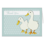 Dos puntos blancos de los patos le agradecen tarje