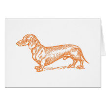 Doxie clásico - tarjeta en blanco anaranjada