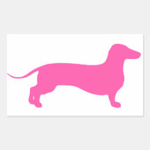 Doxie rosado rectangular pegatinas
