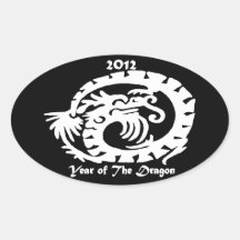Dragón 2012 que celebra Año Nuevo chino Pegatina Ovaladas Personalizadas