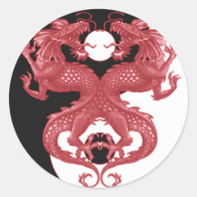 Dragón 3 de Yin Yang Pegatinas Redondas