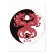 Dragón 3 de Yin Yang Tarjeta Postal