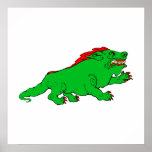 Dragón agarrado Verde-Rojo Posters