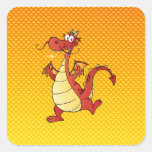 Dragón amarillo-naranja calcomania cuadradas personalizada