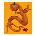 Dragón anaranjado de la calabaza de Halloween Impresiones Fotográficas