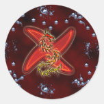 Dragon and Waterstars Runde Sticker