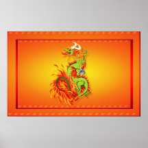 Dragón-Año llameante del poster del dragón