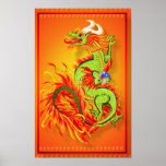 Dragón-Año llameante del poster del dragón