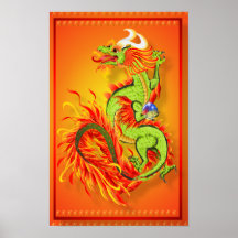 Dragón-Año llameante del poster del dragón
