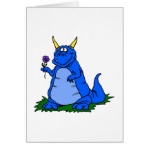 Dragón azul claro con la flor felicitación