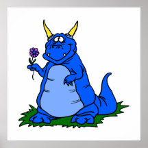 Dragón azul claro con la flor impresiones