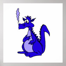 Dragón azul con humo impresiones
