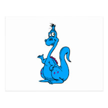 Dragón azul tonto tarjeta postal