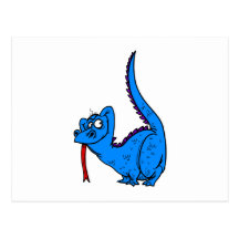 Dragón azul travieso postales