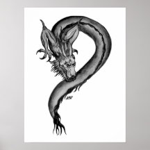 Dragon black and diseño white posters