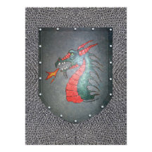Dragón Chainmail del escudo del metal Invitacion Personal